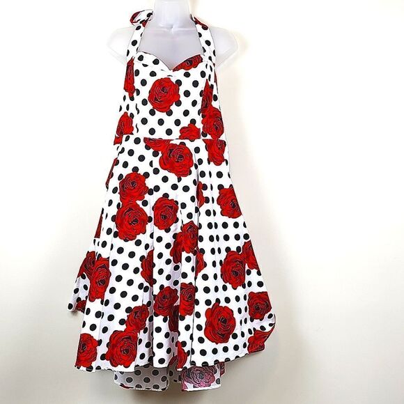 Grace Karin Halter Swing Dress Rose Floral 1950's Size XXXL - Picture 1 of 9